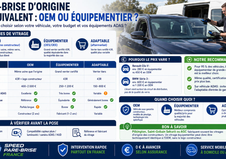 Pare-brise d’origine vs équivalent