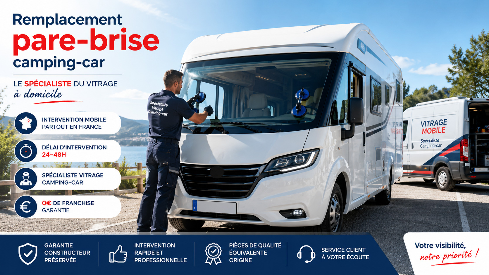 Remplacement pare-brise camping-car
