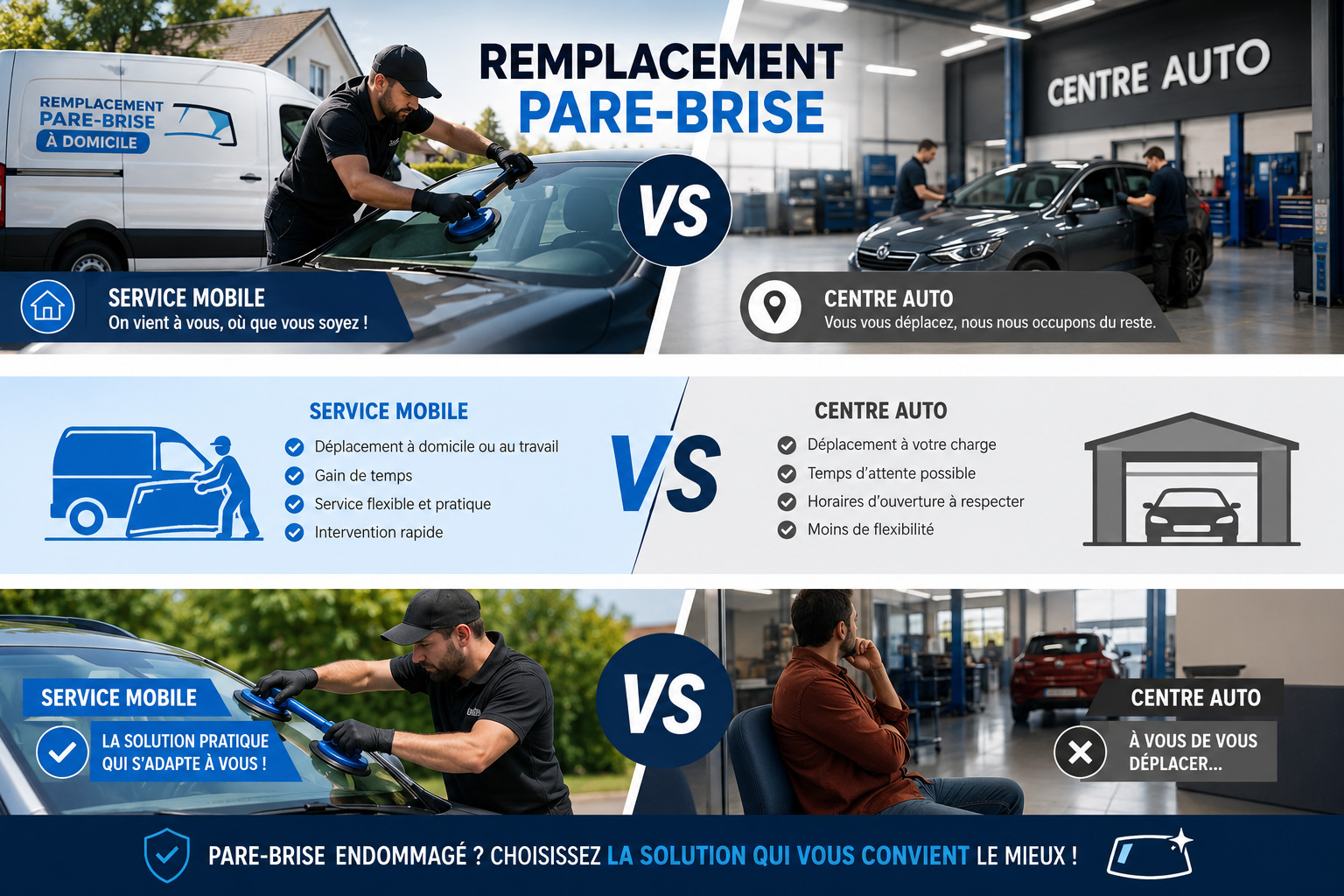 Remplacement pare-brise mobile vs centre auto
