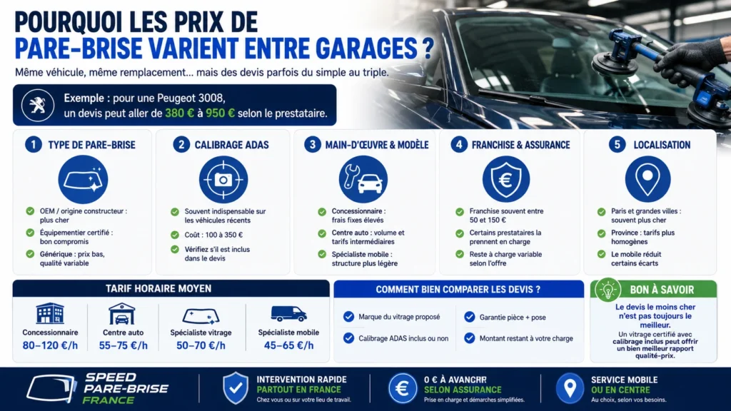 Illustration de la comparaison des devis de remplacement de pare-brise