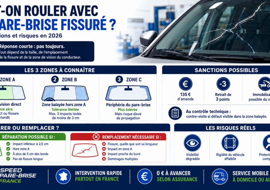rouler avec un pare-brise fissuré